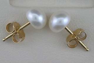 14Kt Solid Pure Gold Pair Pearl Earring Gem Stone Gemstone  