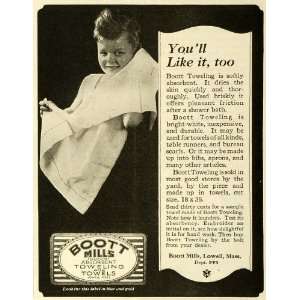  1923 Ad Boott Milss Lowell MA Absorbent Toweling & Towels 