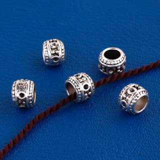 25X Tibetan Silver Tribal Big Hole Charm Beads Kf408  