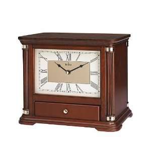  Norbourne Wiped Walnut 10 3/4 Wide Bulova Mantel Clock 
