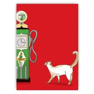 Cat by a gas pump   Birthday Greeting Cards   6 cards 