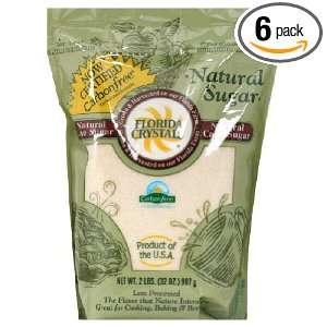 Florida Crystal Natural Cane Sugar, 2 Pound Bags (Pack of 6)