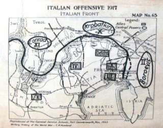WWI Battle Map  1923  ITALIAN OFFENSIVE   1917  