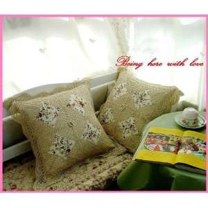  Vintage Handmade Crochet/Patched Cotton cushion cover 