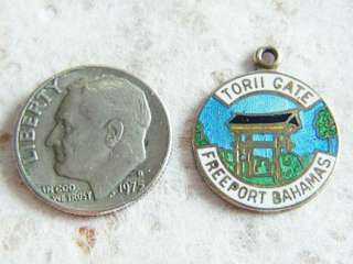 Vintage enamel TORII GATE BAHAMAS sterling travel charm  