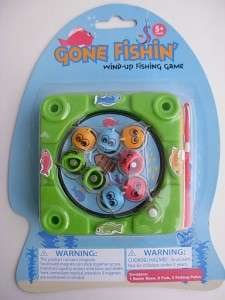 GONE FISHING pole game MAGNETIC Magnet Go Fish WIND UP fish pond NEW 
