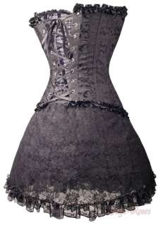Lolita Black Bridal Sweetheart CORSET & Skirt S 6XL g2885_k  