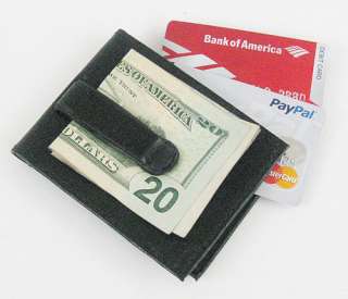 BLACK ID BATCH LEATHER Bi Fold MONEY CLIP Credit card Wallet ID HOLDER 