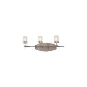   Bath Vanity Light in Brushed Nickel with Clear Acid Etched Glass glass
