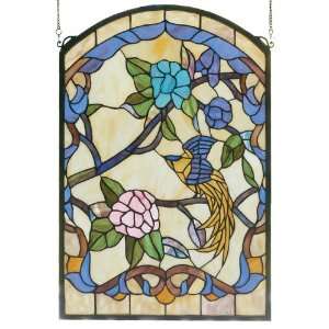   Meyda Tiffany Floral Art Glass Animals Window  65712