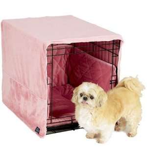  Plush Dog Crate Cover   Pink/Extra Small