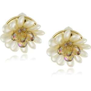  Carolee Late Bloomer Gold Tone White Pearl Color Flower 