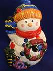 LARGE CERAMIC SNOWMAN COOKIE JAR/CONTAINER 1​2 HIGH WRE