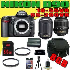  Nikon D90 12.3MP Digital SLR Camera w/ Nikon 55 200mm f/4 
