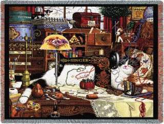   Country Weavers Charles Wysocki Maggie the Messmaker Cat Throw Afghan