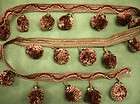 3Yd Brown Pink Pom Pom Ball Fringe Trim Fabric Knitting  