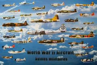 World War II Aircraft Avions Militaires Collection Picture Poster