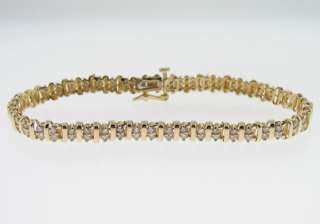 Estate Genuine Diamonds Yellow Gold 7 Tennis Bracelet  
