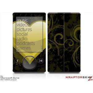Zune 80/120GB Skin Kit   Glass Heart Grunge Yellow plus Free Screen 