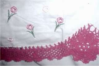 Shaby Chic EMBROIDERED CROCHET ROSE CURTAINS Window  