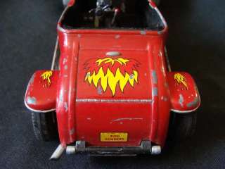 Vintage Hubley Metal Hot Rod Painted Red With Flames Built Model Car 