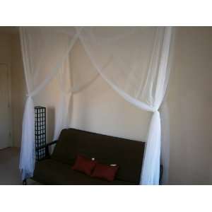  ® Twin Size Single Bed White Color 4 Corner / Post Bed Canopy 