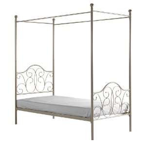  WE Furniture Metal Twin Canopy Bed, Pewter Metallic