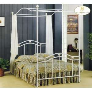 Twin or Full White Metal Canopy Bed Set 