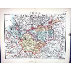  Stanford Antique Map 1885 England Chester Crewe Stockport 