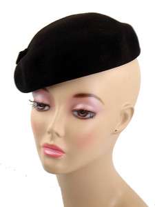 Beautiful Vintage Brown Wool Felt Beret Hat With Pin  