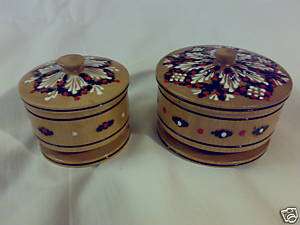 Two Ukraine Wooden Hand Painted Jewelry Boxes, Folk Art  