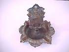 1800s Solid Bronze Victorian Ashtray w/ Match Holder