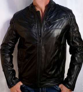 Affliction Black Premium BOMBER Leather Motorcycle Jacket   A1999 