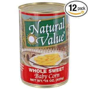Natural Value Whole Baby Corn, 15 Ounce Grocery & Gourmet Food