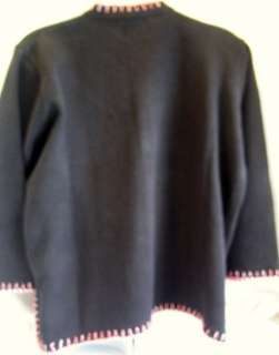 STORYBOOK KNIT  black xmas holly sweater 3X Plus  