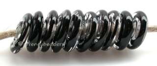 black ribbon wavy discs bead size 3x12 3x14 mm amount 10 beads hole 
