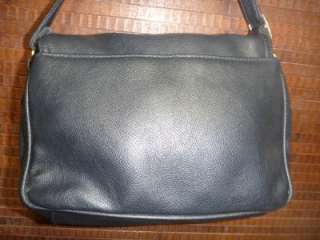 Vintage BLACK Leather Cross Body Satchel Handbag Purse  