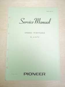 Vtg Pioneer Service/Repair Manual~PL 41D/FV Turntable~Original  