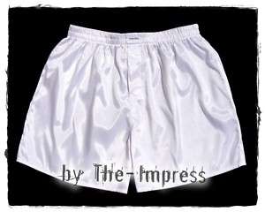 02 White Boxer Shorts Underwear Mens Thai Silk Boxers  