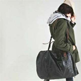 Fashion Mans Black PU Leather Backpack Personality Irregular Bags 