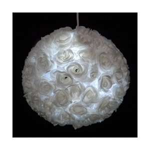  Rose Flower Ball Lantern 12 in White, Battery Operated LED 