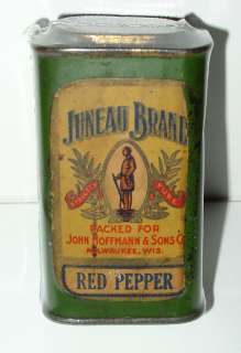 Juneau Brand Red Pepper Spice Tin   John Hoffman & Sons   Milwaukee 