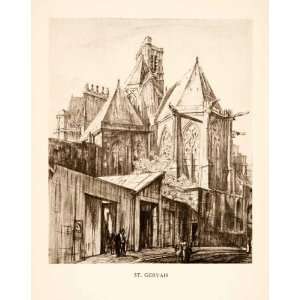 1926 Photolithograph Henry Rushbury Art St. Gervais Protais Church 