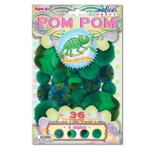  Eeboo 36 Piece Pom Pom Craft Set Chameleon Colors Toys 