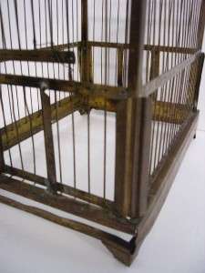 OLD DOME TOP WIRE BIRD CAGE RUSTIC SHABBY CHIC DECOR VINTAGE BRASS 