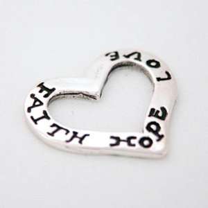  Faith, Hope and Love Affirmation Heart Sterling Silver 