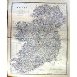  JOHNSTON ANTIQUE MAP 1883 IRELAND GALWAY ISLANDS ARAN 