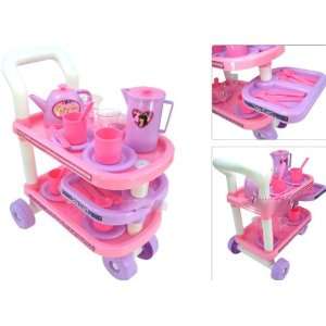  NEW 29pc Kids Childs Tea Cart Deluxe Set Pretend Toy 