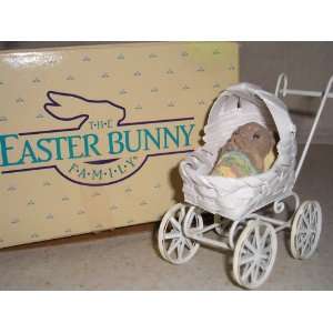  The Easter Bunny Family/Baby in Buggy Boy Figurine 