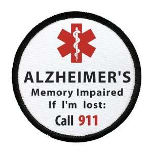  ALZHEIMERS Memory Impaired Call 911 Alert 4 inch Black 